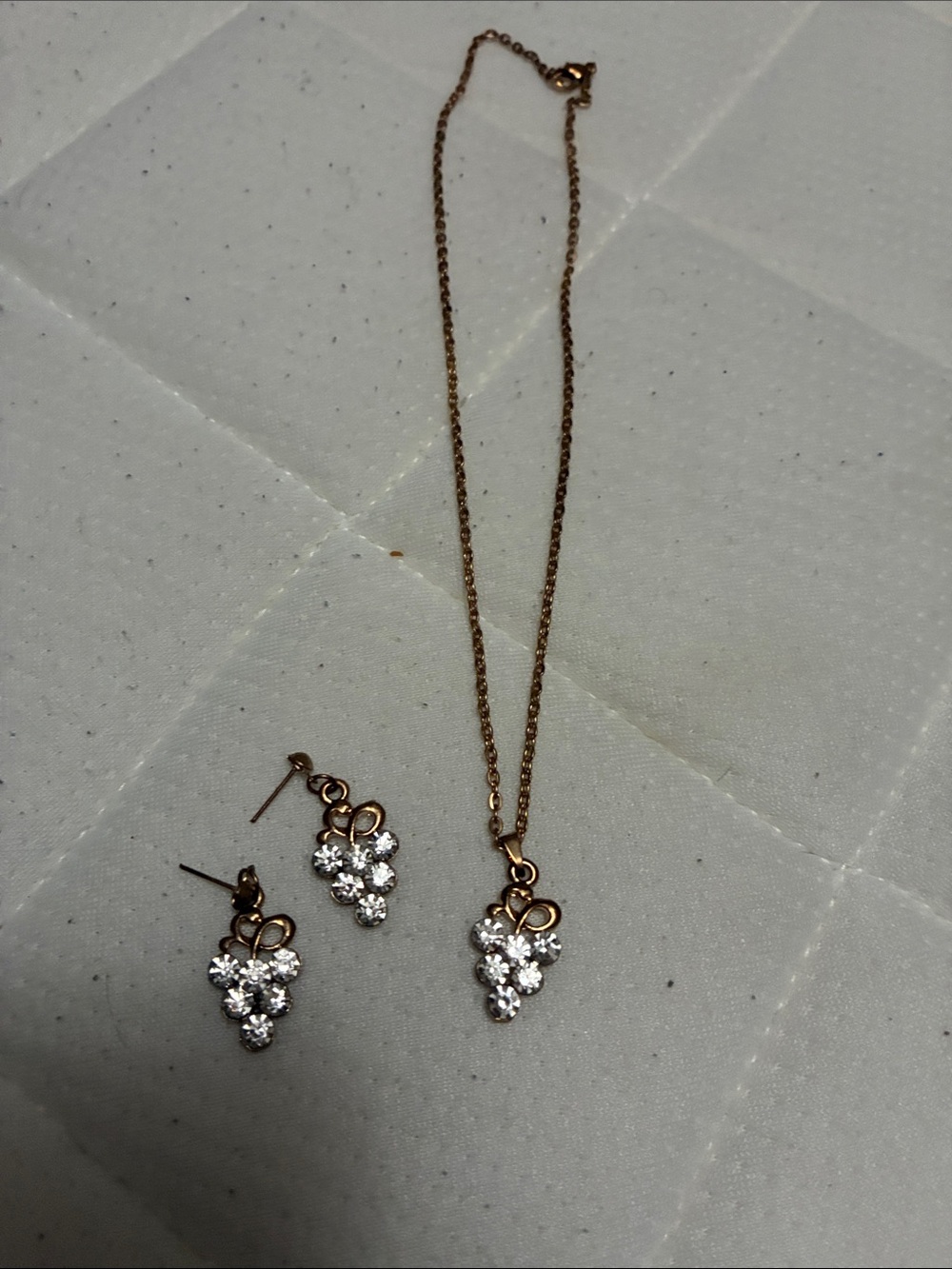Gold-Tone Crystal Cluster Necklace & Earrings Set
